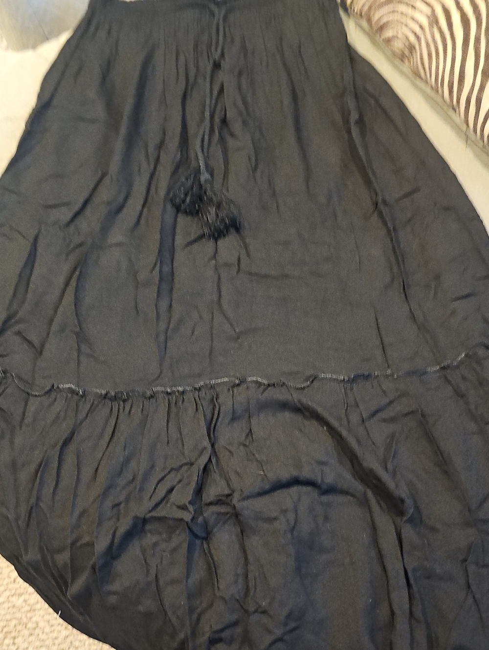 Forever 21 Black Maxi Skirt with Tassel Tie